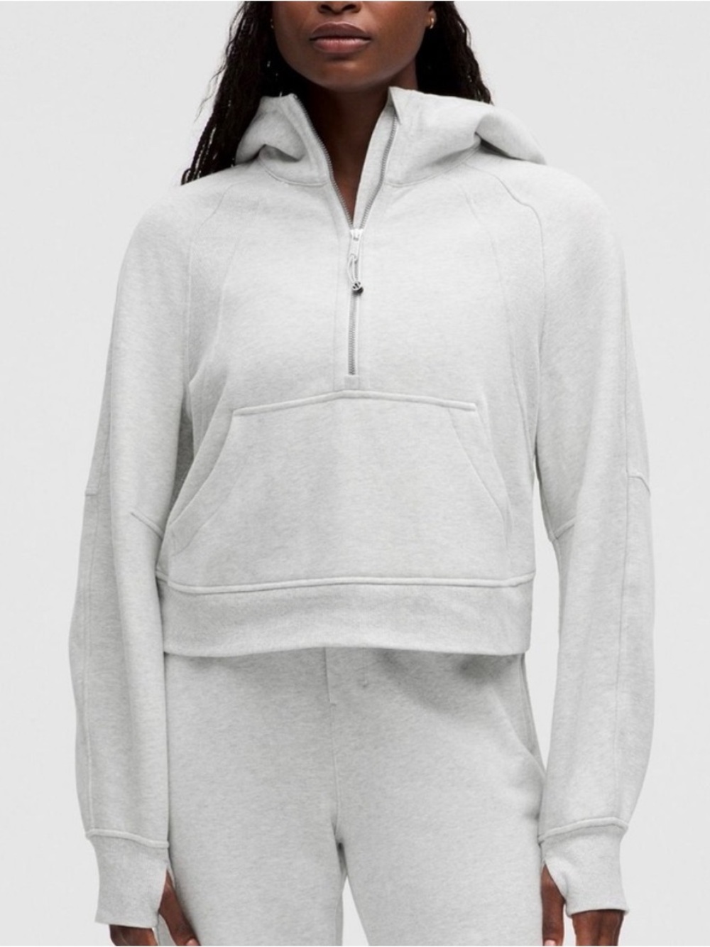 Lululemon Heathered Core Ultra Light GreyScuba Oversized Half-Zip Hoodie